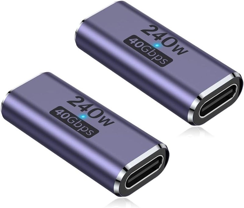 AuviPal موصل USB C بقوة 240 واط (عبوة من 2)، محول أنثوي إلى أنثوي متوافق مع Thunderbolt 4/3 يدعم شحن يصل إلى 240 واط، نقل بيانات بسرعة 40 جيجابت في الثانية وفيديو بدقة 8K@60Hz. - Image 1